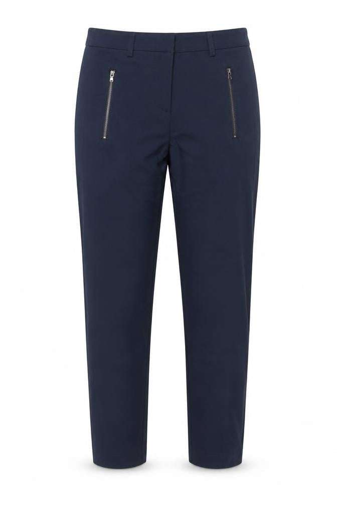 Fransa Women Blue Slim Fit Ankle Trousers Size 8