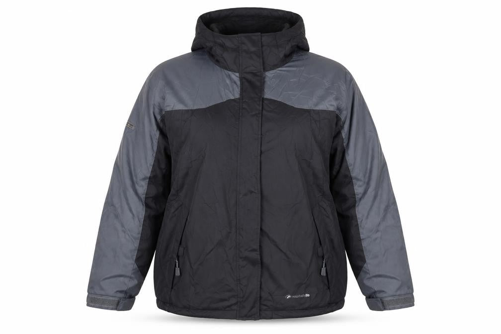 Mountain Life Women Black Grey Hooded Waterproof Puffer Jacket Size 18