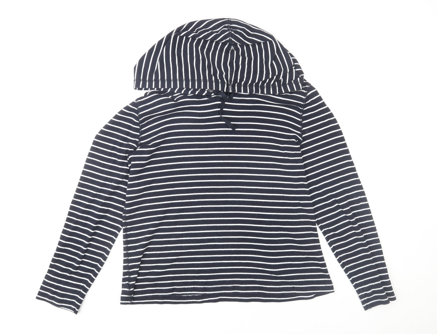 Eddie Bauer Women’s Navy Stripe Cotton Hoodie L Pullover Casual