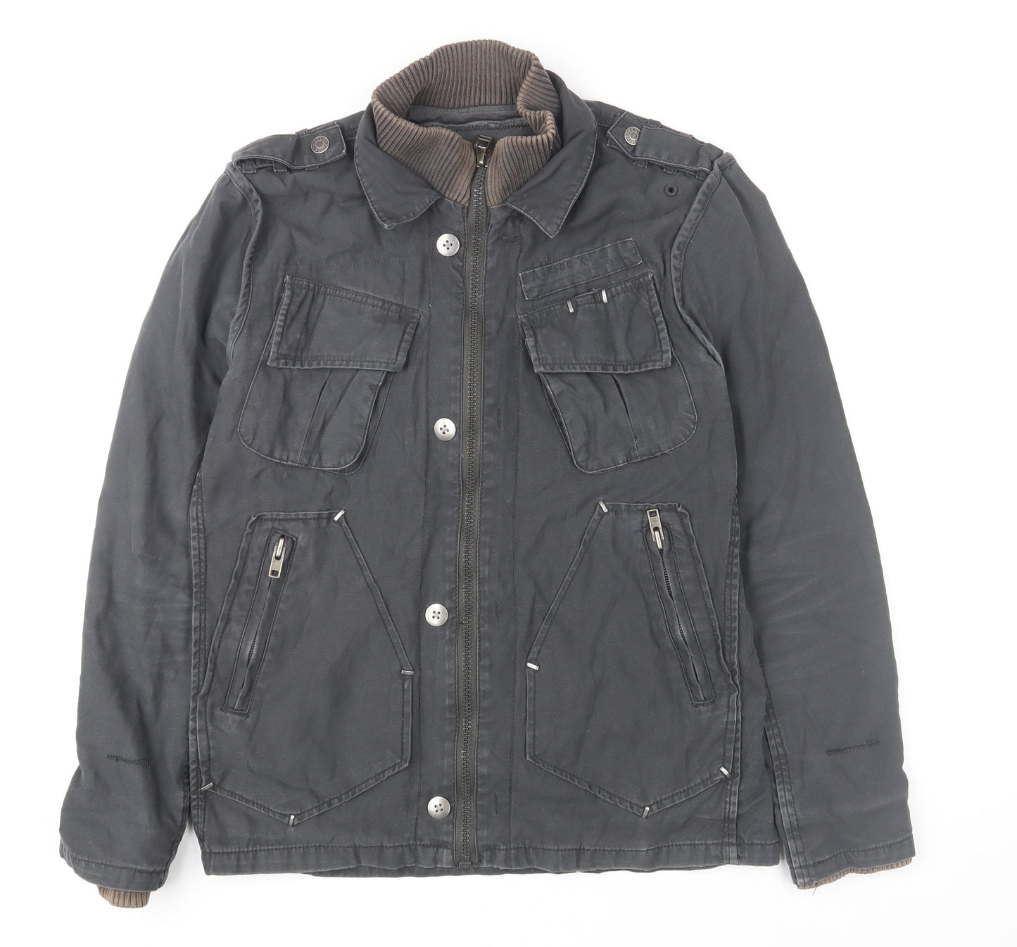 River Island Men’s Black Cotton Military Jacket S