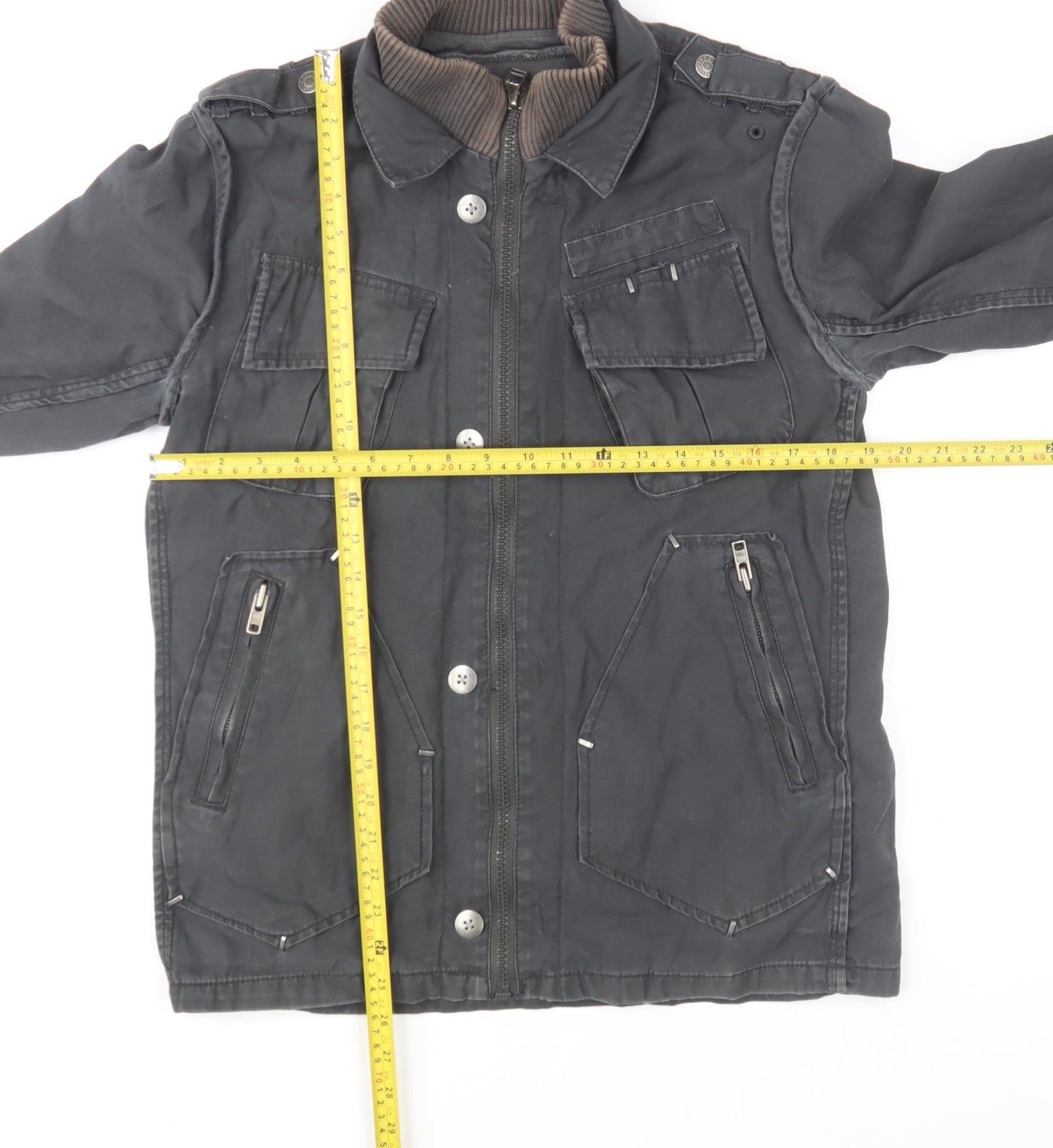 River Island Men’s Black Cotton Military Jacket S