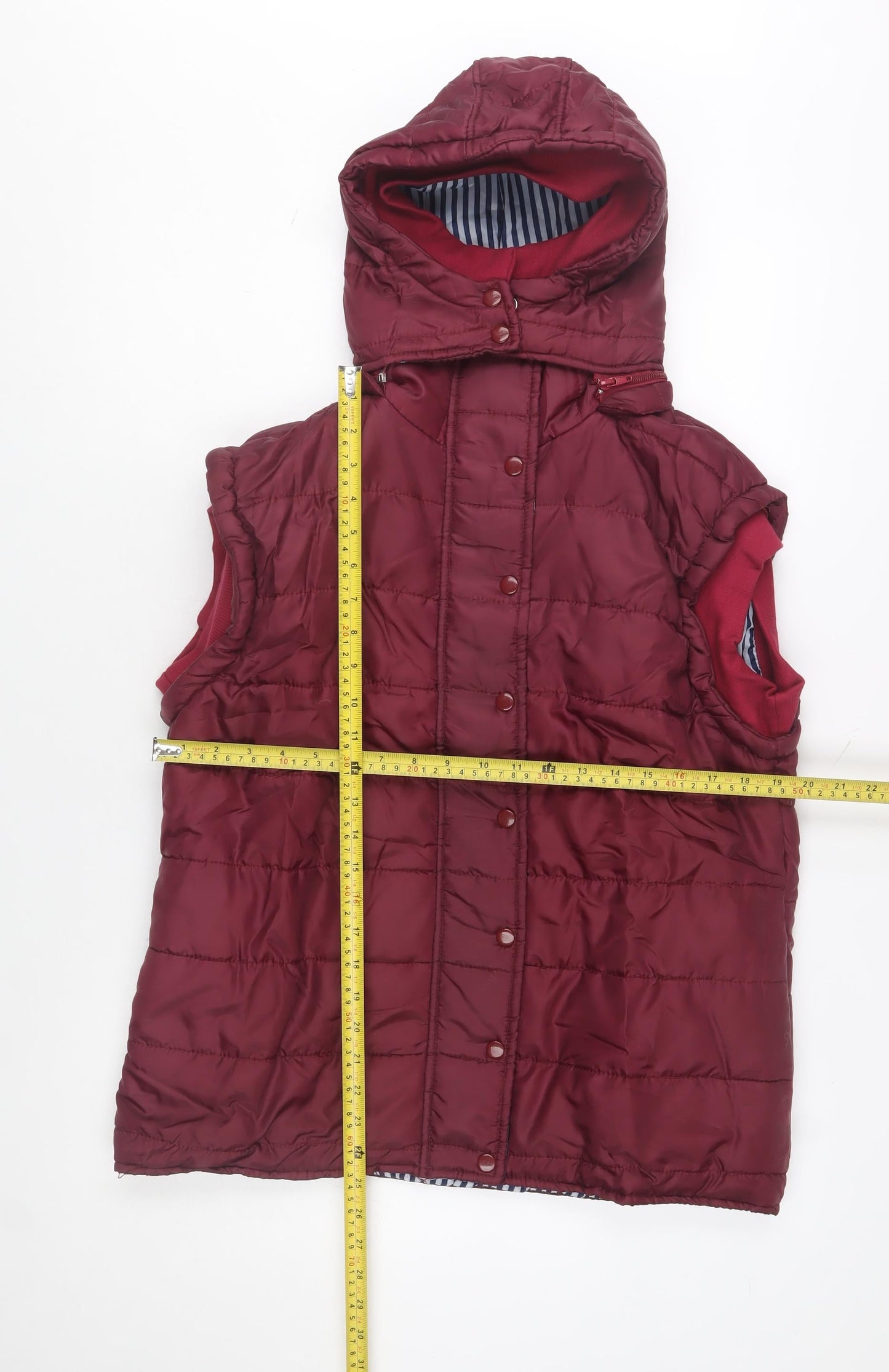 Urban Diva Women Red Puffer Hooded Quilted Waistcoat Size 18
