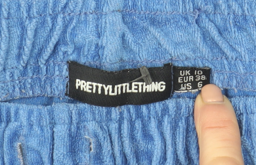 PrettyLittleThing Women Blue Velour Jogger Trousers Size 10