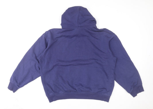 H&M Men's Blue Pullover Hoodie Relaxed Fit Size M