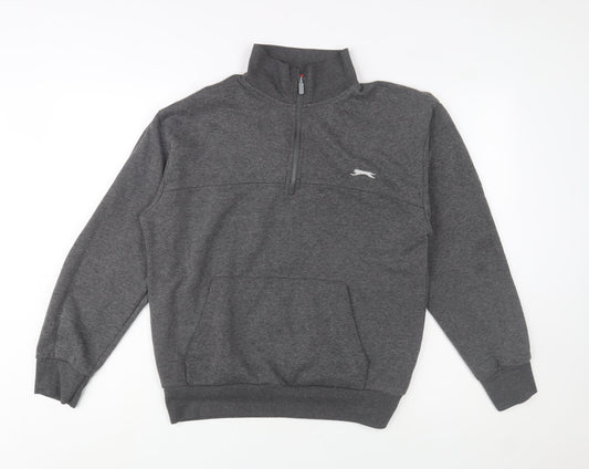 Slazenger Men’s Grey 1/4 Zip Fleece Sweatshirt Size L Regular Fit