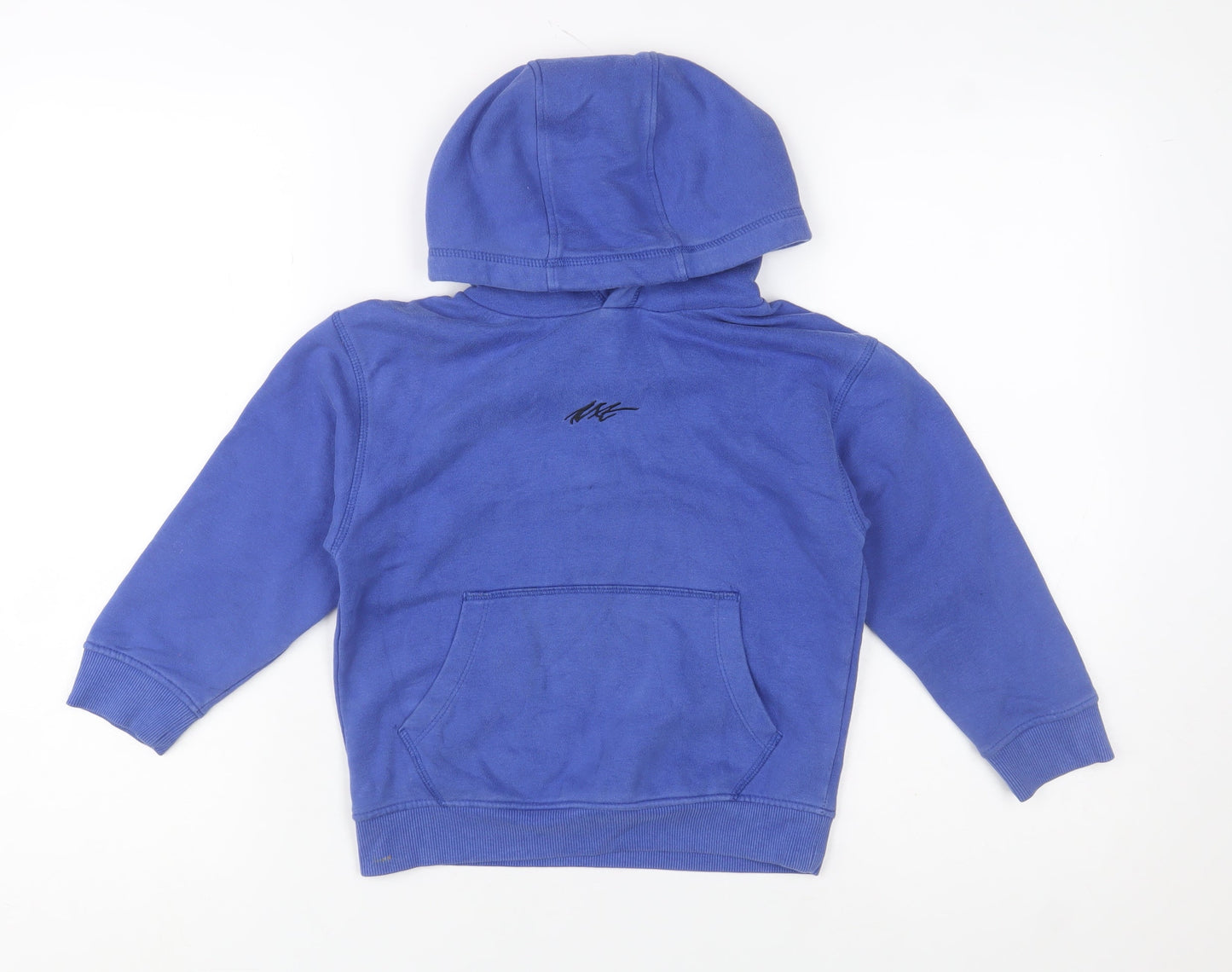 Next Boys Blue Pullover Hoodie Cotton Blend Size 6 Years
