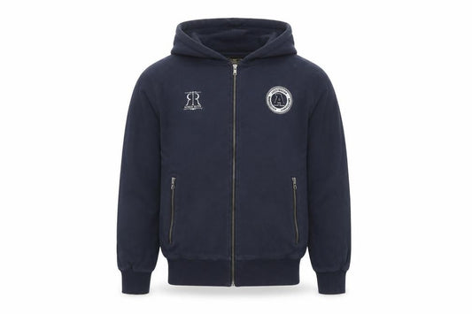 Robin Ruth Men Blue L Basic Hooded Full Zip Cotton Jacket