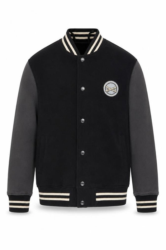 Uniqlo Boys Black Varsity Jacket 11-12 Years Cotton Blend Button Casual