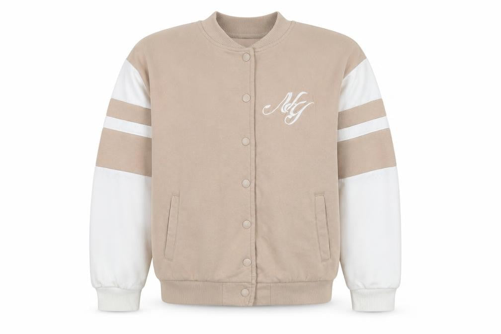 New Look Girls Beige Varsity Jacket 915 Age 12-13 Snap Button Casual