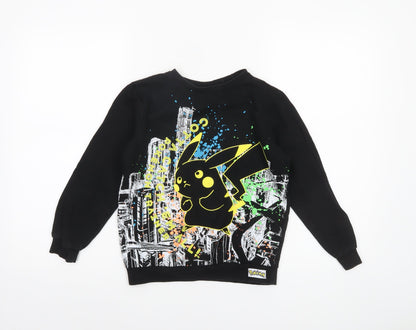 Front view of Tu boys’ black pokémon pikachu sweatshirt 9 years long sleeve graphic pullover