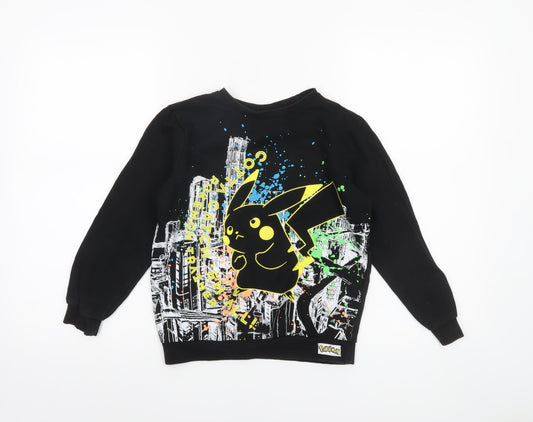 Tu Boys Black Pokémon Pikachu Sweatshirt 9 Years Long Sleeve Graphic Pullover