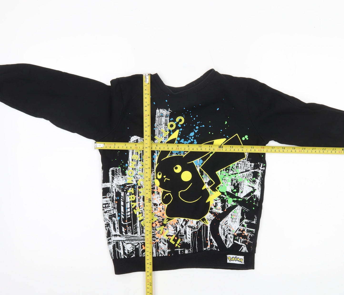 Tu Boys Black Pokémon Pikachu Sweatshirt 9 Years Long Sleeve Graphic Pullover