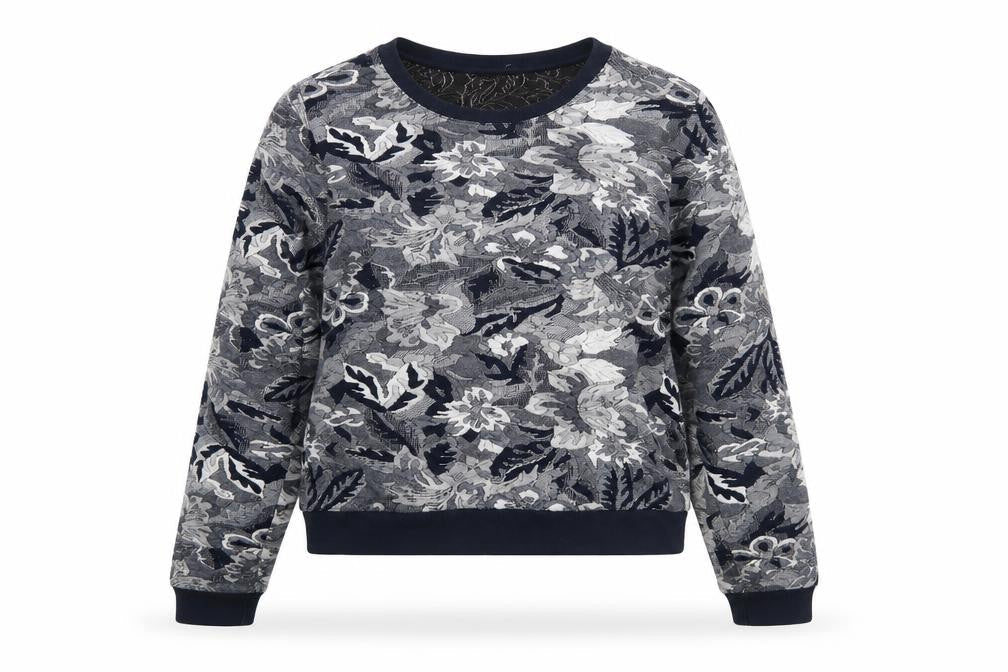 Betty & Co Women's Blue Floral Long Sleeve Pullover Sweatshirt Size 8