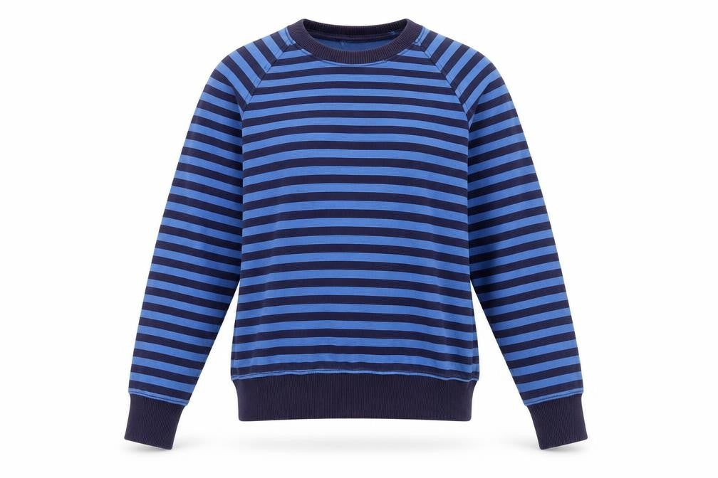 Divided by H&M Women Blue Striped Cotton Pullover Sweatshirt Size S