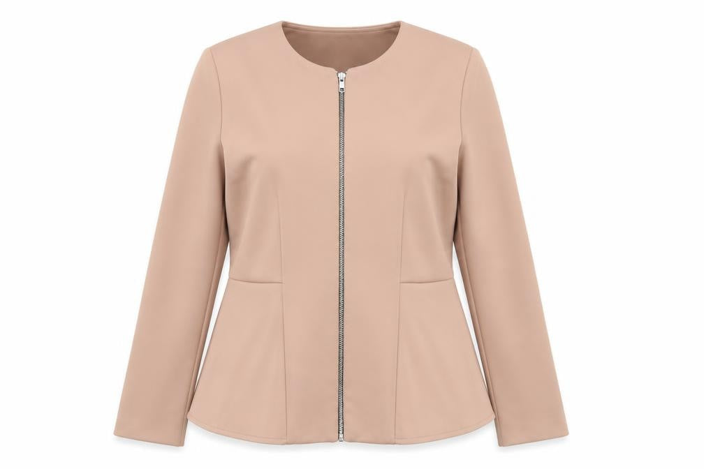 Topshop Women’s Beige Zip-Up Jacket UK 14 Classic Style