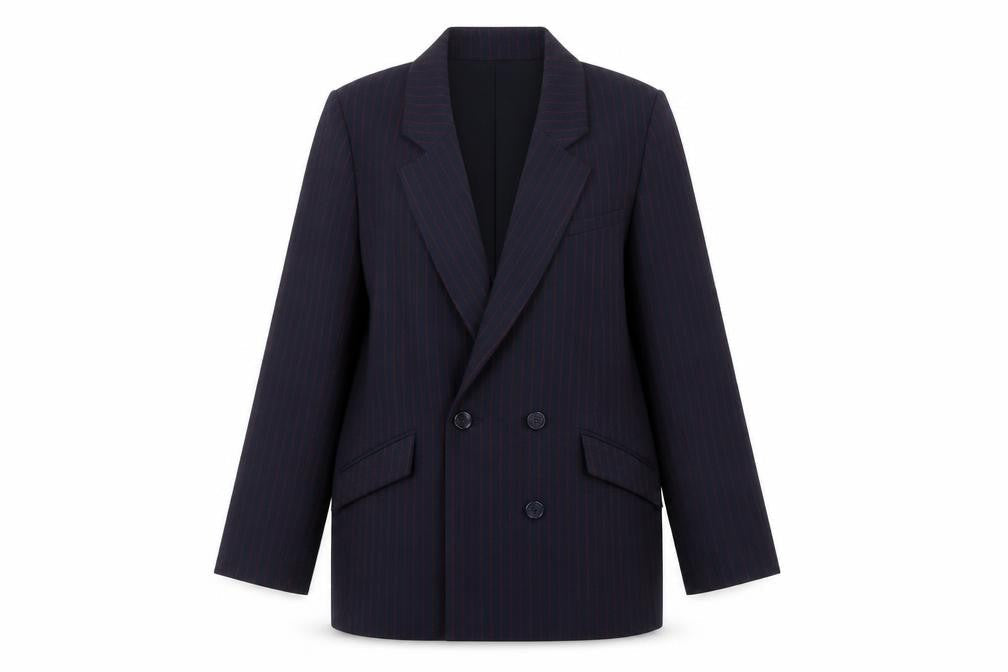 Nine by Savannah Miller Women’s Navy Pinstripe Double-Breasted Blazer Size 14