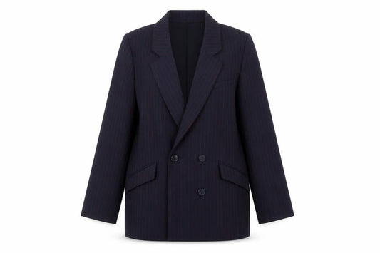 Nine by Savannah Miller Women’s Navy Pinstripe Double-Breasted Blazer Size 14
