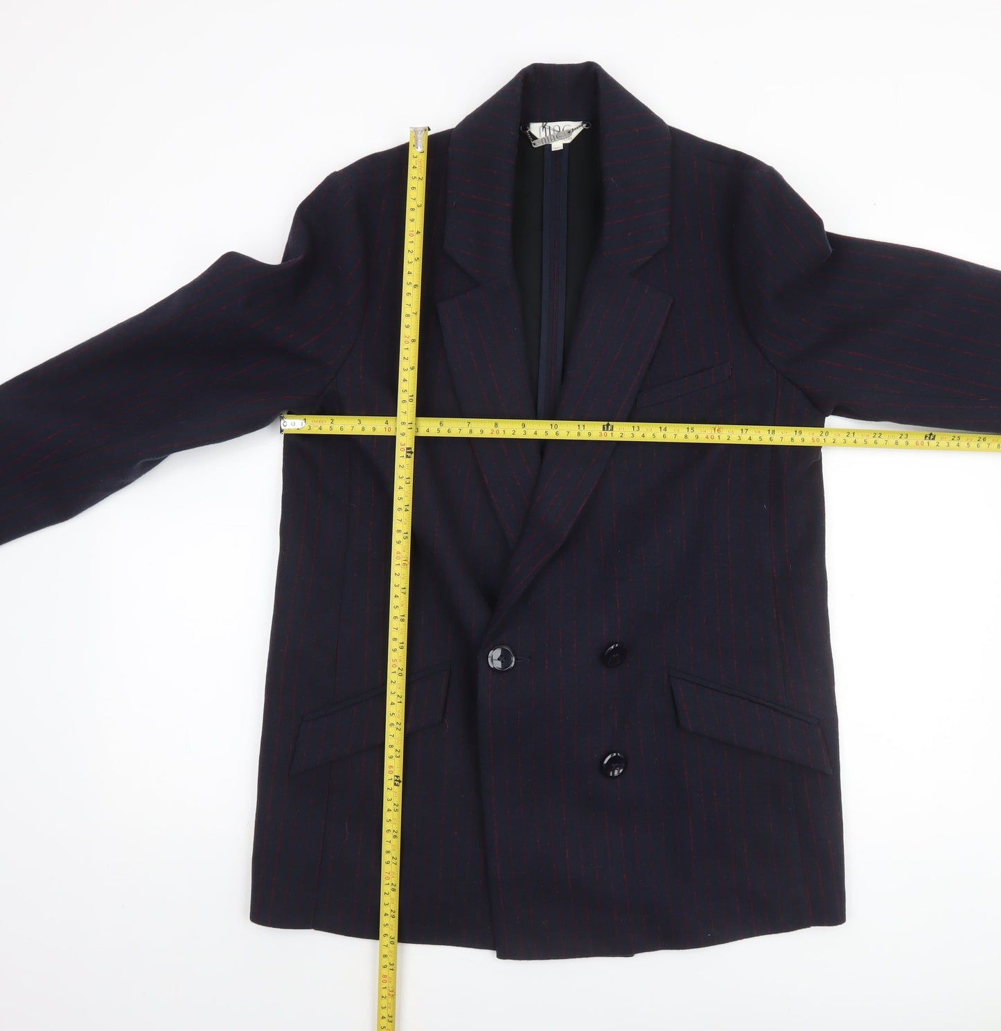 Nine by Savannah Miller Women’s Navy Pinstripe Double-Breasted Blazer Size 14