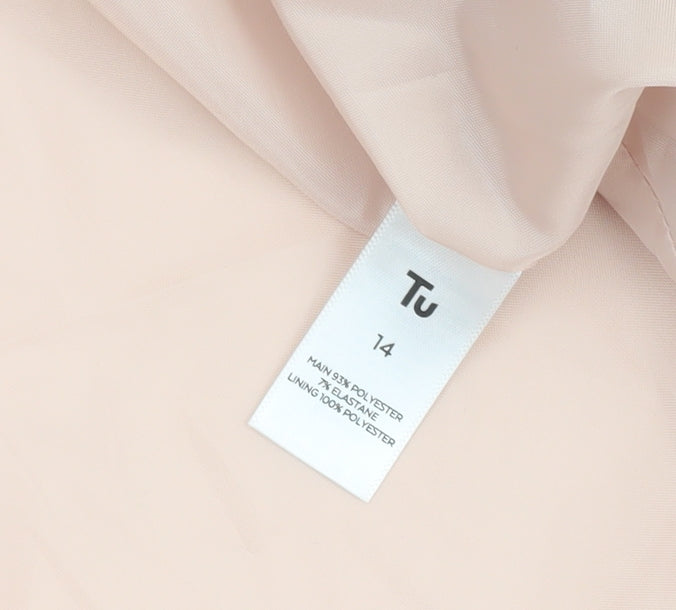 Tu Women Beige Regular Fit Notch Lapel Lined Blazer Size 14