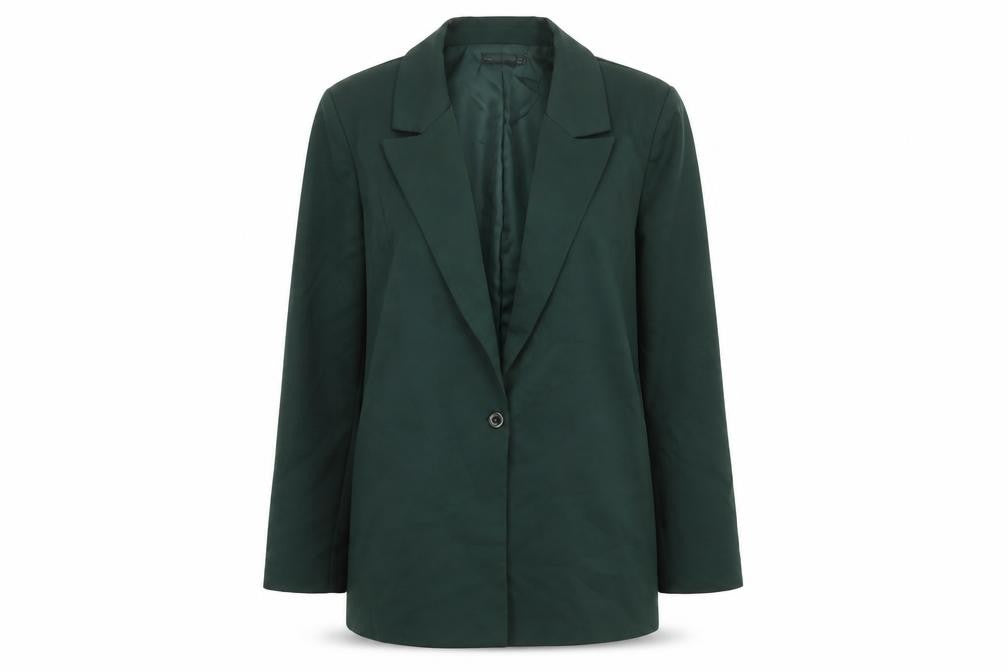 PrettyLittleThing Women Green Regular Fit Notch Lapel Blazer UK 6