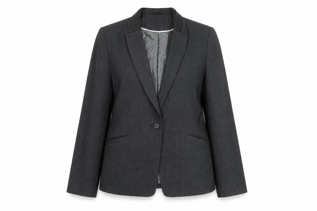 Next Women Grey Pinstripe Single-Breasted Blazer UK 14 Classic Fit