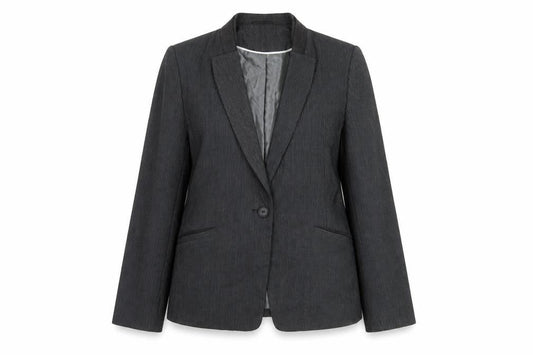 Next Women Grey Pinstripe Single-Breasted Blazer UK 14 Classic Fit