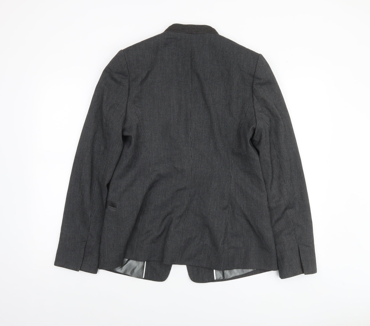 Next Women Grey Pinstripe Single-Breasted Blazer UK 14 Classic Fit