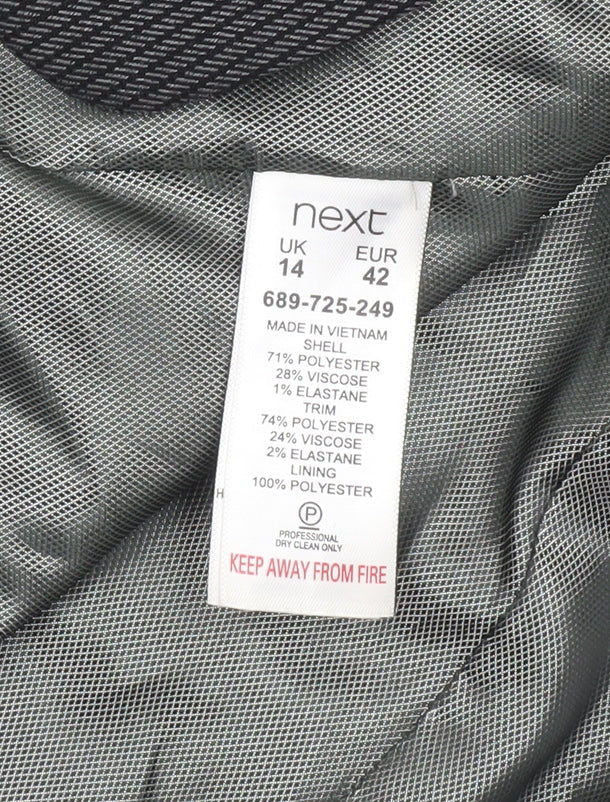 Next Women Grey Pinstripe Single-Breasted Blazer UK 14 Classic Fit