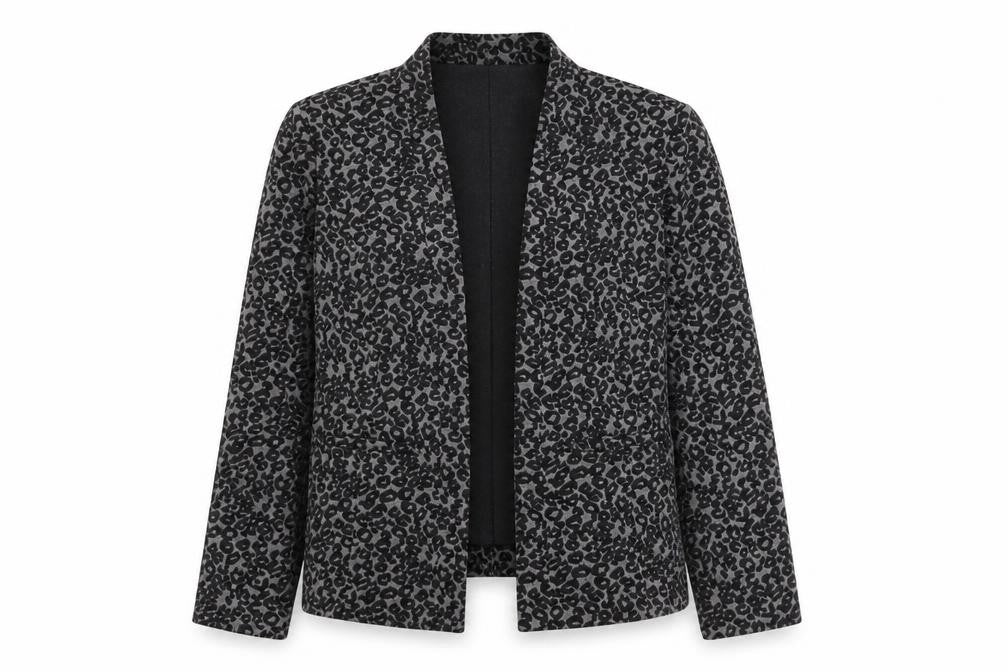Marks and Spencer Women Grey Animal Print Blazer Size 16 Regular