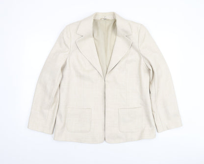 EWM Women’s Beige Polyester Blazer Jacket UK 14 Tailored Fit