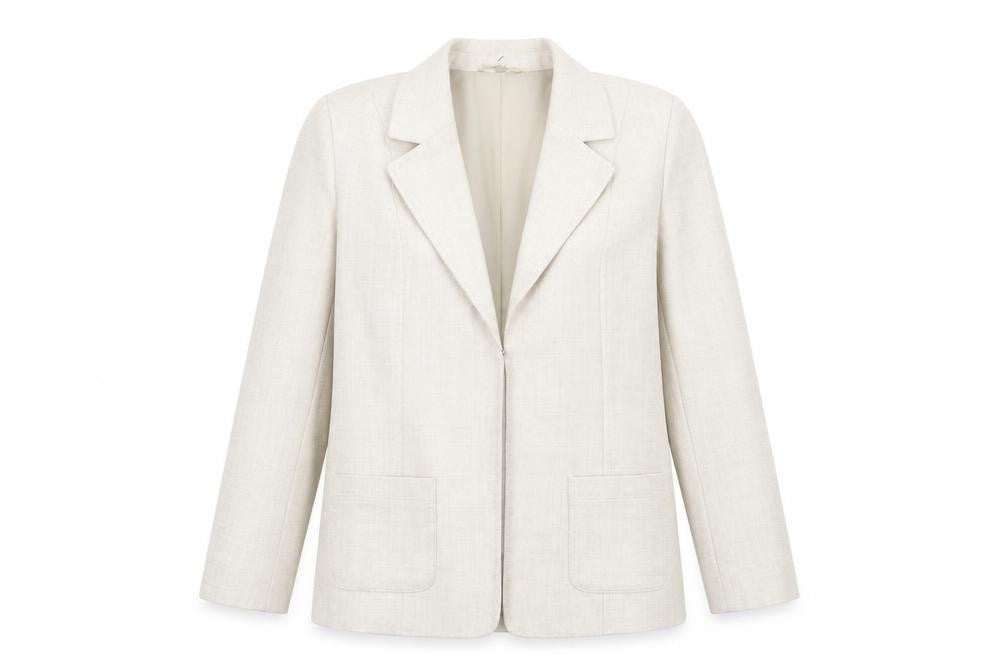 EWM Women’s Beige Polyester Blazer Jacket UK 14 Tailored Fit