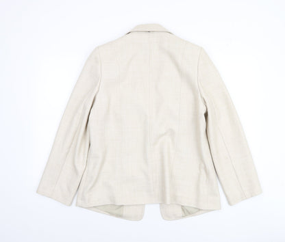 EWM Women’s Beige Polyester Blazer Jacket UK 14 Tailored Fit