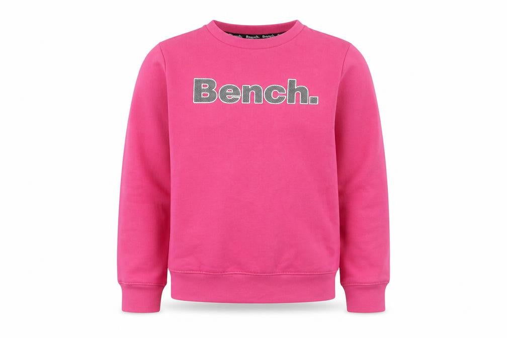 Bench Girls Pink Logo Pullover Sweatshirt 13 Years Fleece Crew Neck