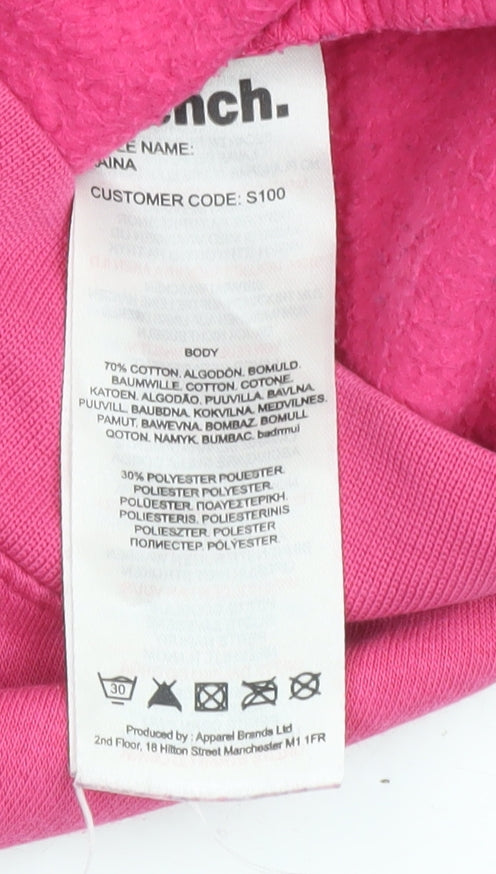 Bench Girls Pink Logo Pullover Sweatshirt 13 Years Fleece Crew Neck