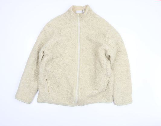 Weekday Women's Beige Wool Blend Fleece Jacket Size M Casual Full Zip