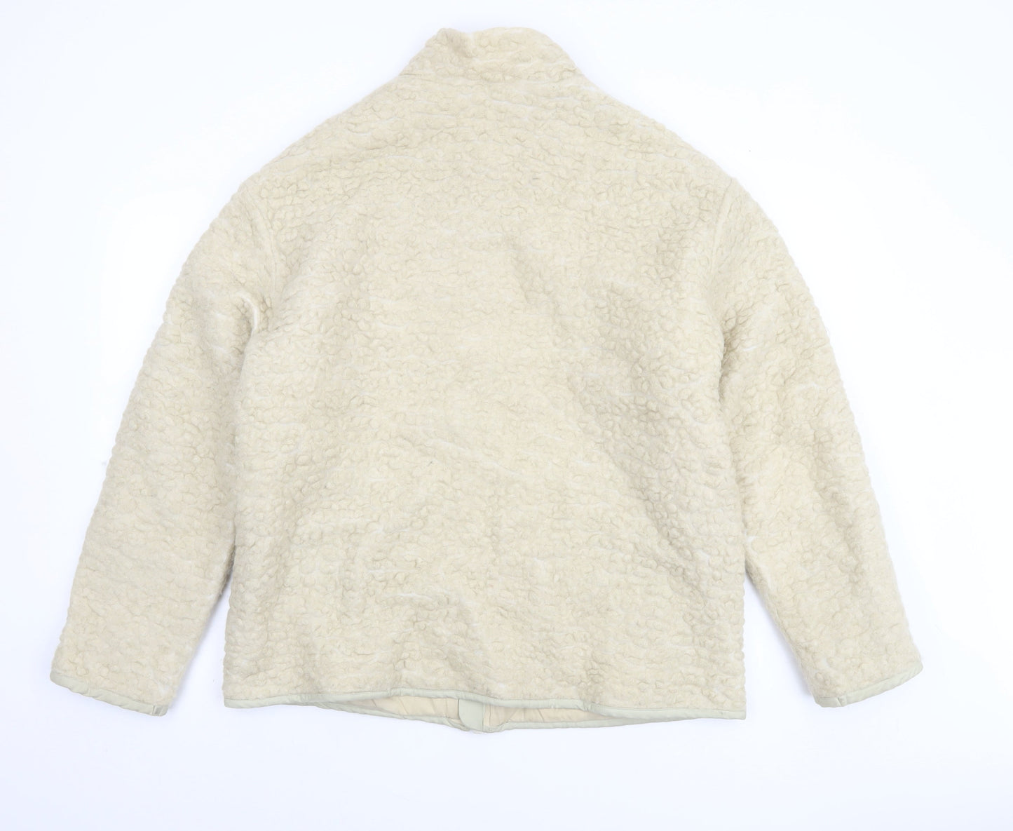 Weekday Women's Beige Wool Blend Fleece Jacket Size M Casual Full Zip
