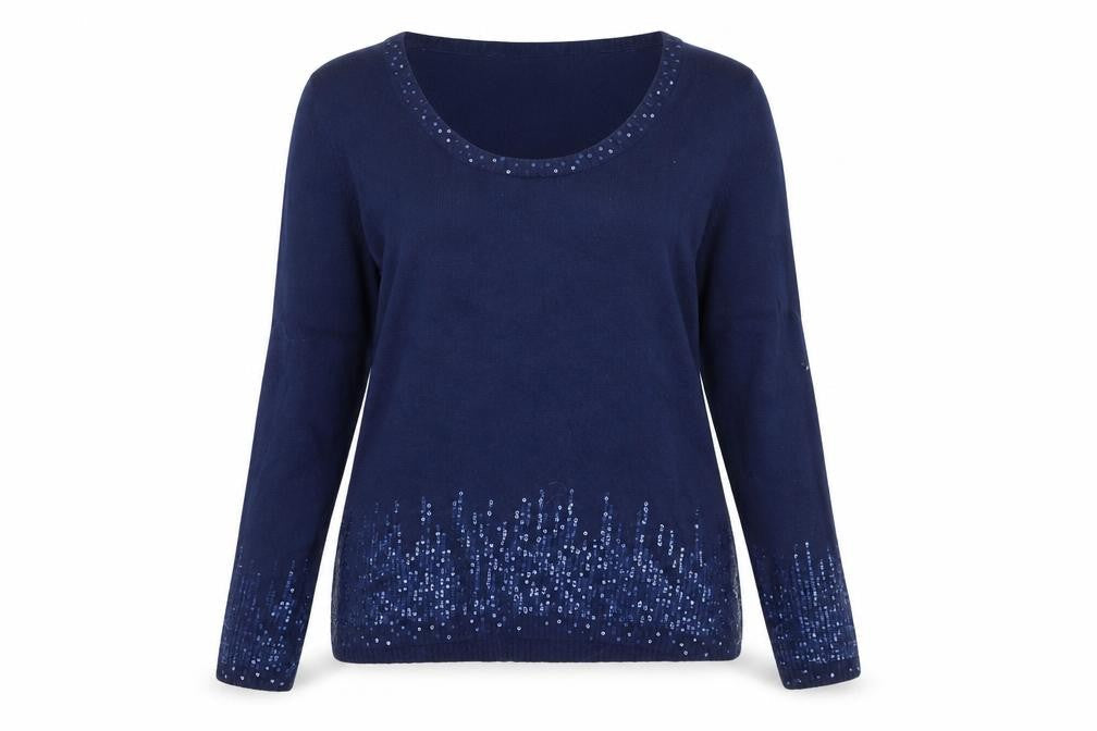 Marks & Spencer Per Una Women Navy Sequin Knit Jumper Size 16
