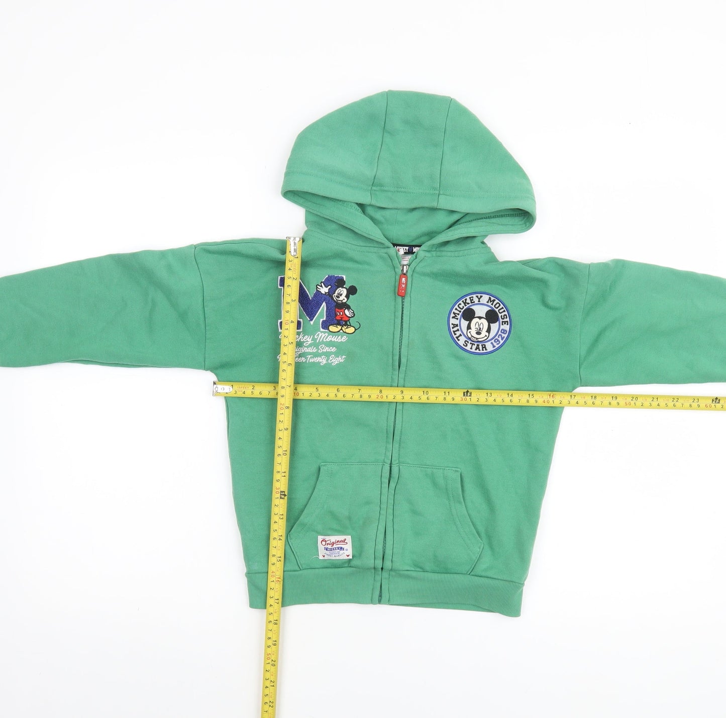 Disney Boys Green Full Zip Hoodie Mickey Mouse 7-8 Years Cotton Blend