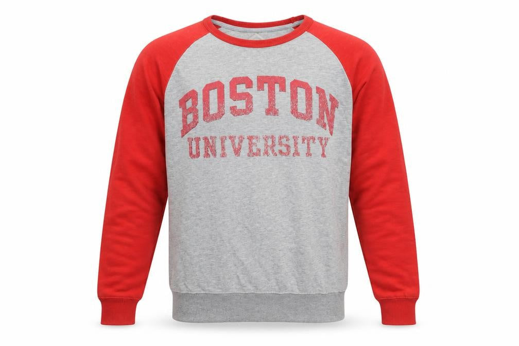 Four 3 by G-III Sports Men's Grey Red Boston University Sweatshirt L