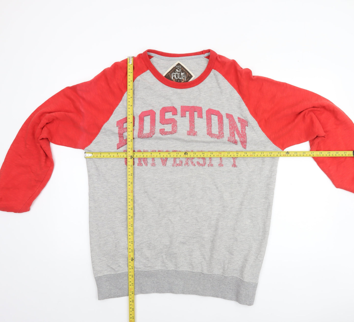 Four 3 by G-III Sports Men's Grey Red Boston University Sweatshirt L