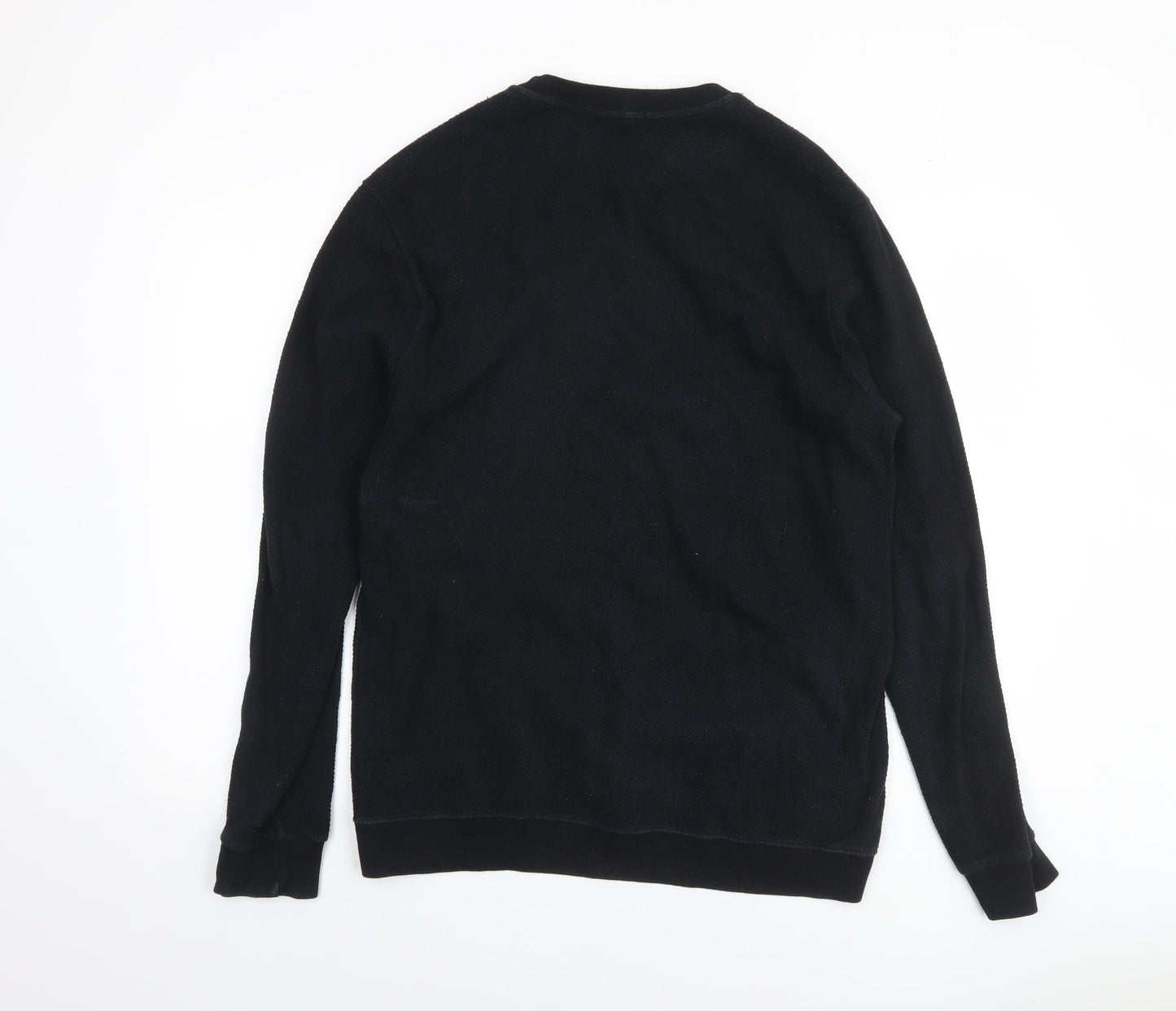 Pull&Bear Men's Black Medium Crew Neck Knit Sweatshirt