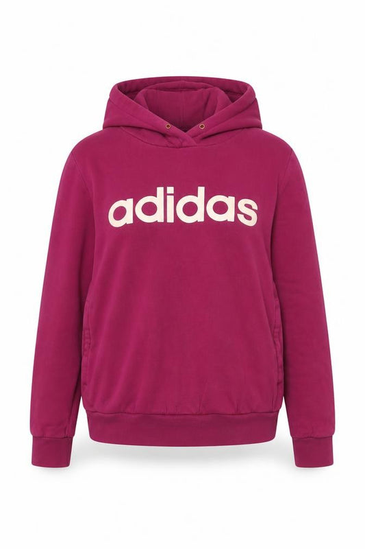 Adidas Womens Purple Pullover Hoodie UK 12-14 Medium Cotton Blend