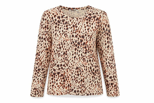 Marks and Spencer Women’s Multicoloured Animal Print Cotton Long Sleeve T-Shirt Size 8
