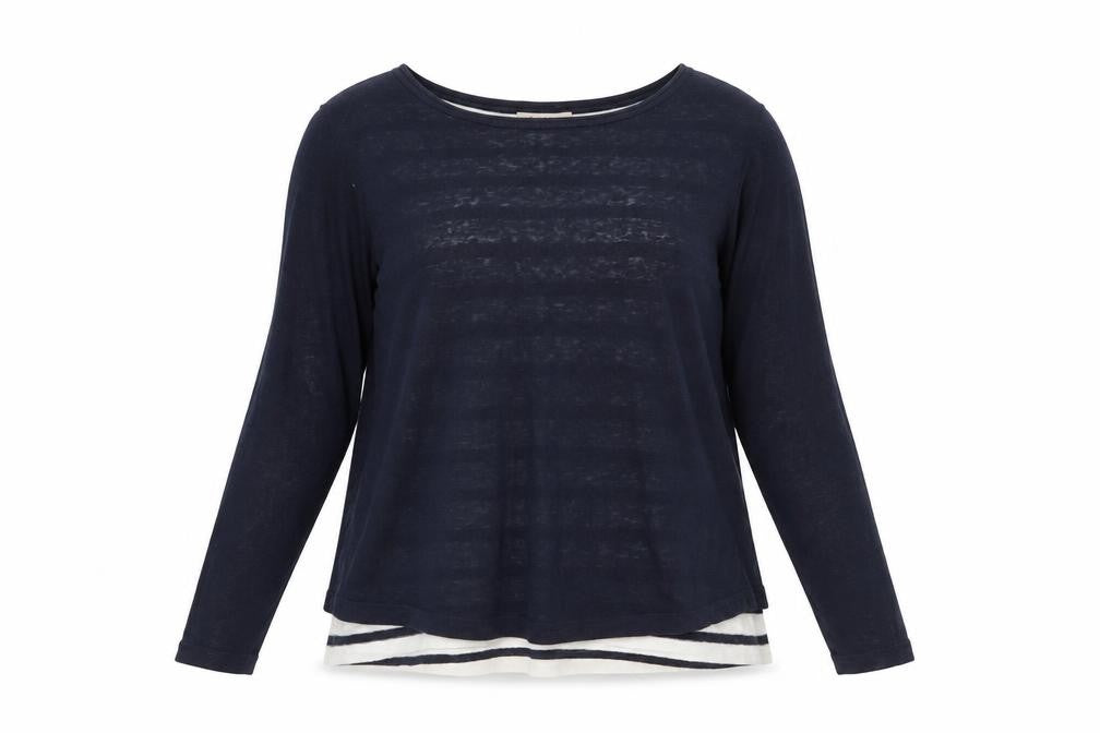 Kew Women’s Blue Striped Linen Cotton Jumper Size S 10