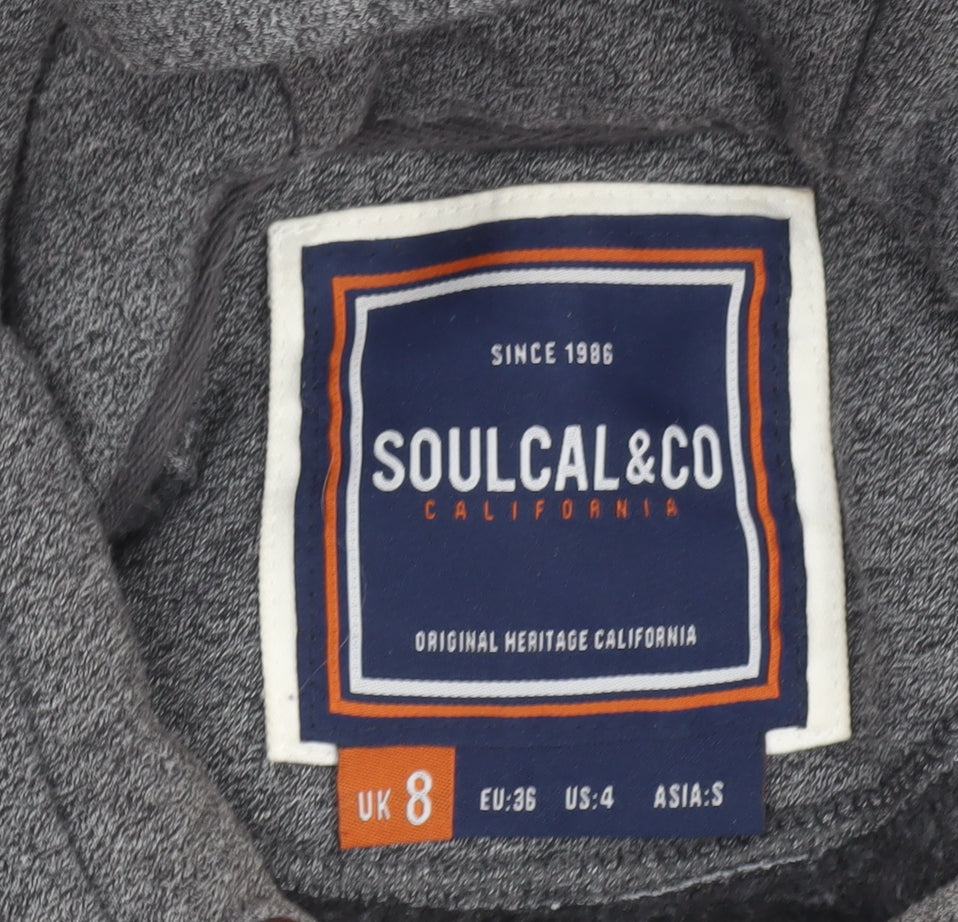 SoulCal & Co Women's Grey Pullover Hoodie UK 8 Cotton Blend Casual