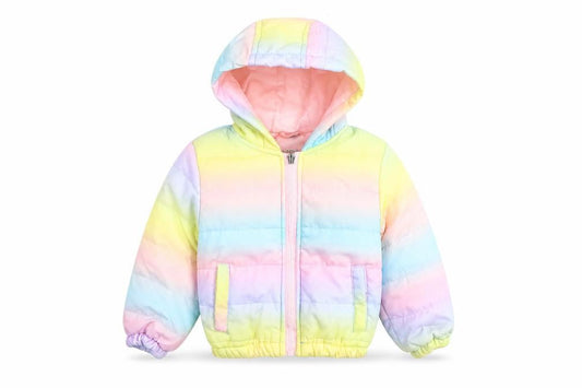 Pink Rabbit Unisex Baby Multicoloured 6-9M Hooded Puffer Jacket