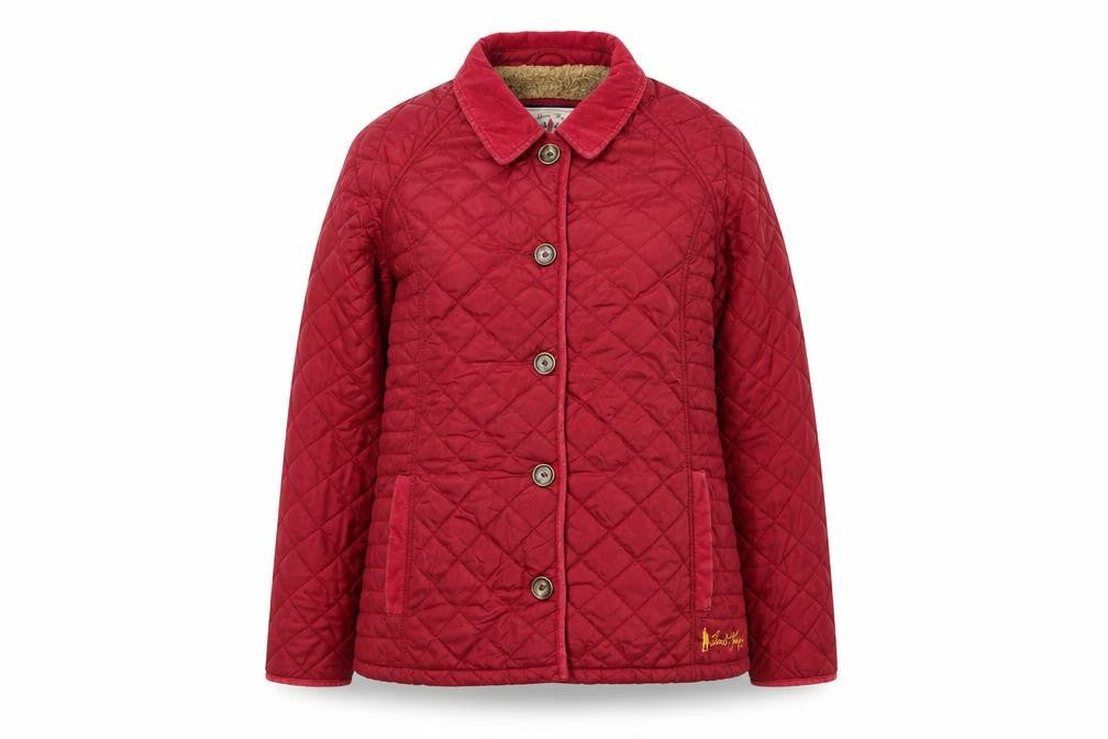 Jack Murphy Women's Red Quilted Nylon Jacket UK 14 Lined Button Up