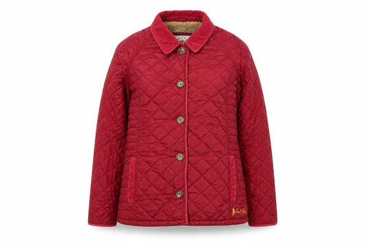 Jack Murphy Women's Red Quilted Nylon Jacket UK 14 Lined Button Up