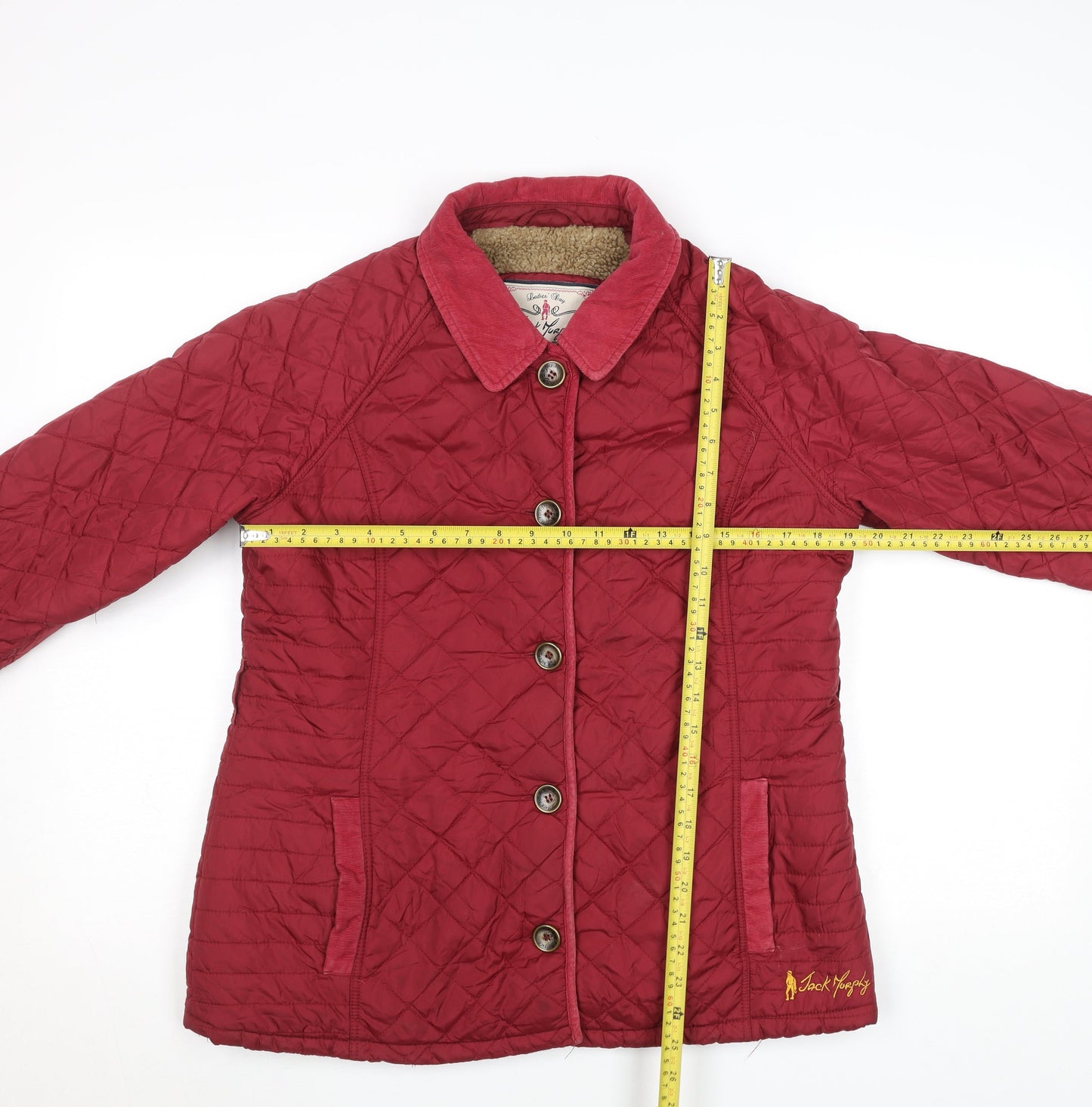 Jack Murphy Women's Red Quilted Nylon Jacket UK 14 Lined Button Up