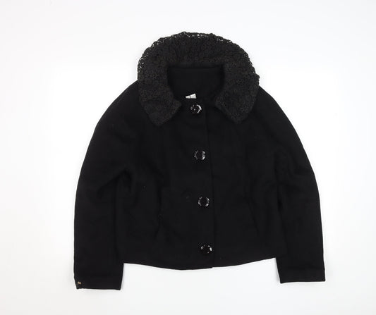 Uniqlo Women’s Black Wool Short Lace Collar Jacket Size S